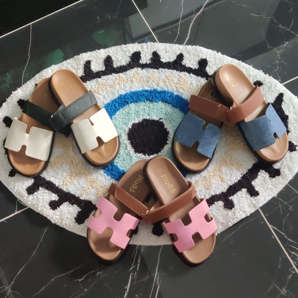 Shoes - Kids Slide Sandals - Pink, White, Blue